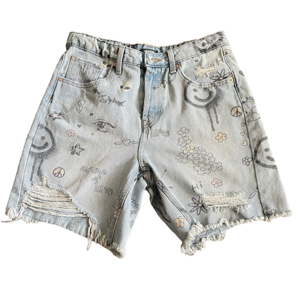 Denim Ripped Blue Jean Shorts